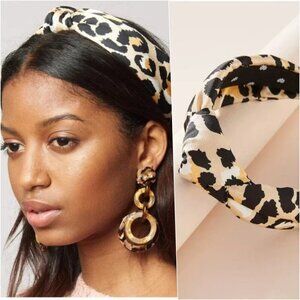 Lele Sadoughi Leopard Silk Knotted Headband NWOT